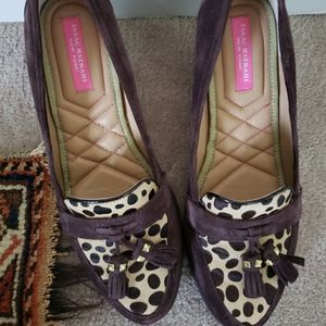 Isaac Mizrahi haircalf and suede loafers